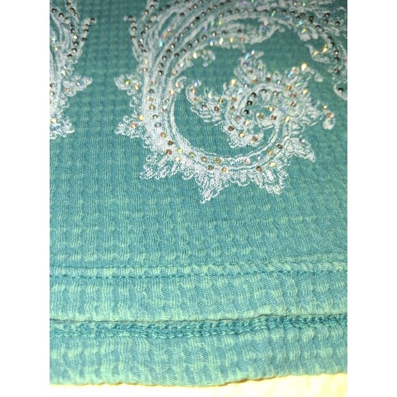 VOCAL western tank top SEXY Teal XL Wings Cross ribbed Embellished Moto Y2K - Picture 6 of 6